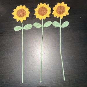 Handmade Crochet Sunflower Trio